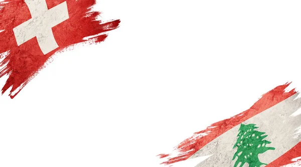 Σημαίες της Ελβετίας και του Λιβάνου σε λευκό φόντο — Φωτογραφία Αρχείου